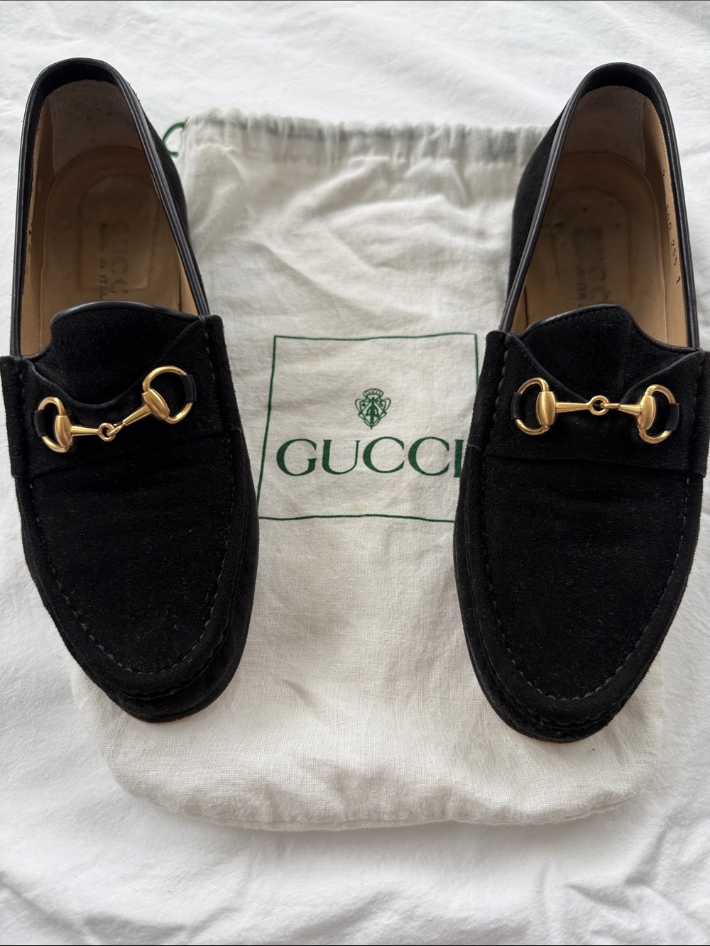 Gucci Women’s Black Suede Horsebit Loafers